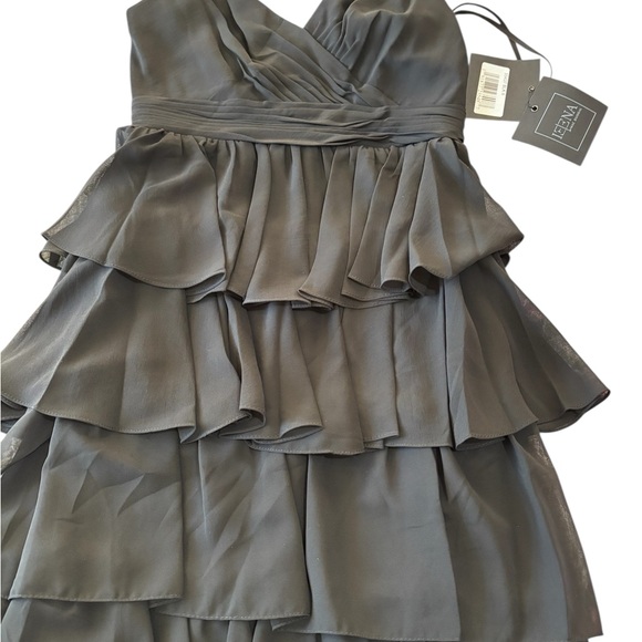 IEENA for Mac Duggal Black Tiered Midi Dress Ruffle Cocktail Size 4 NWT Formal - Picture 10 of 15